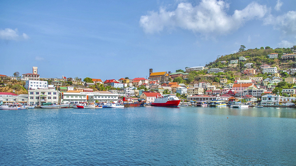 Boats docked at the Carenage, St. George's, Grenada